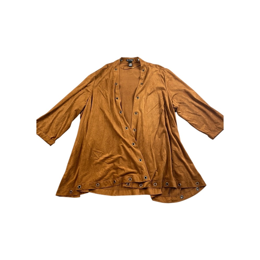 New‎ Directions Brown Suede Like Open Front Kimono Cardigan Jacket Top 1X